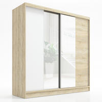 SCHWEBETÜRENSCHRANK 200 CM DUO Farbe: Sonoma | weiß |sonoma - Braun/Weiß, Holzwerkstoff (200/215/60cm) - A&J MöbelLand