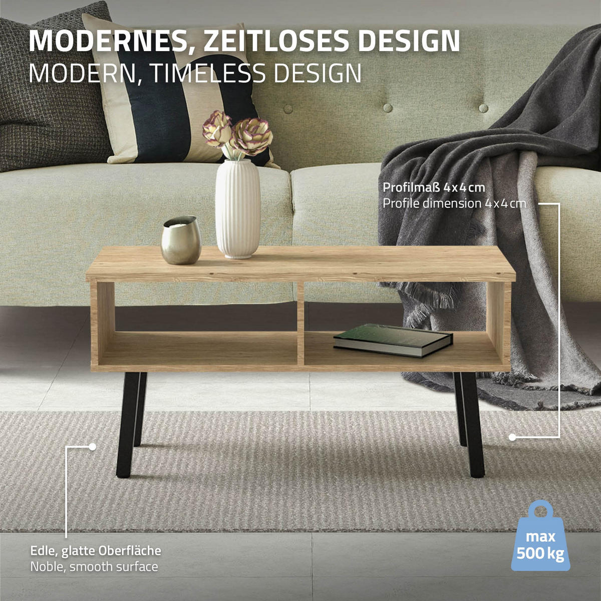 TISCHBEINE 4er Set I-96GRAD-Design H:30 cm Schwarz 4x4 cm - Schwarz, Metall (4/30/4cm) - ML-DESIGN