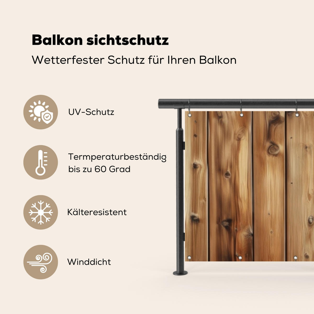 BALKON-SICHTSCHUTZ Holz - Regale - Braun - Buchefarben, Kunststoff (500/130cm) - MuchoWow