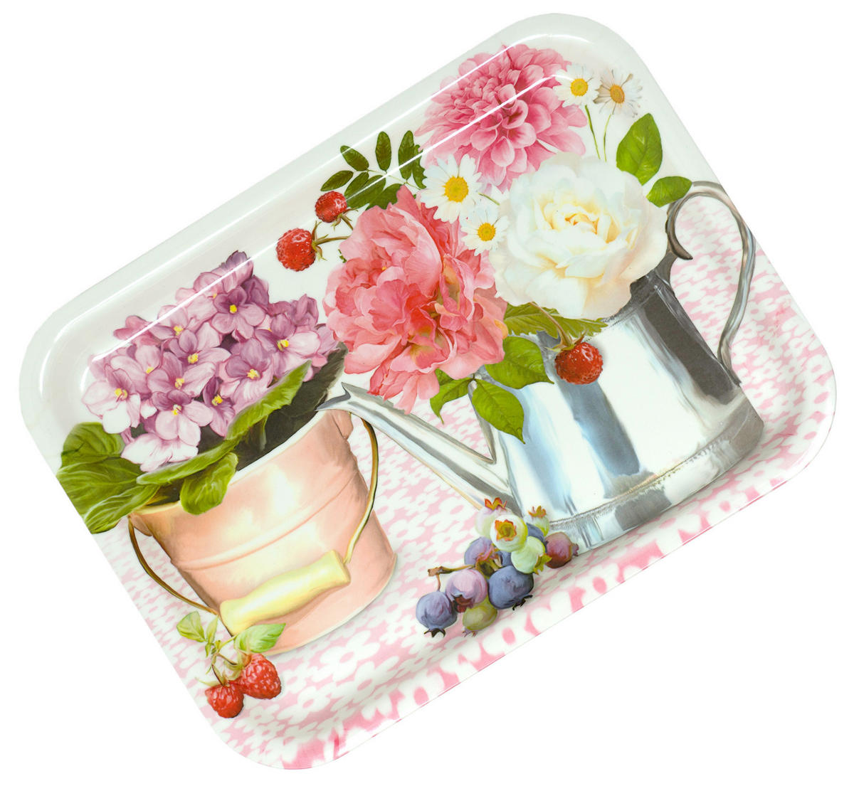 TABLETT Pfingstrose, rechteckige Melamin Serviertablett 31x23 cm - Rosa, Kunststoff (23/2/31cm) - Lashuma