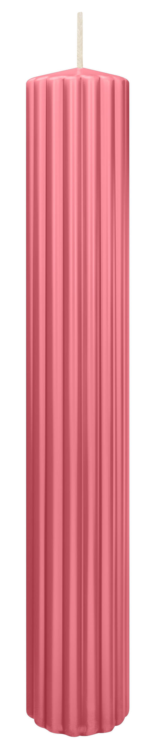 RILLEN KERZEN Erdbeerrosa 300 x Ø 45 mm, 4 Stück - Altrosa, Paraffin (8/15/15cm) - Wiedemann Kerzen