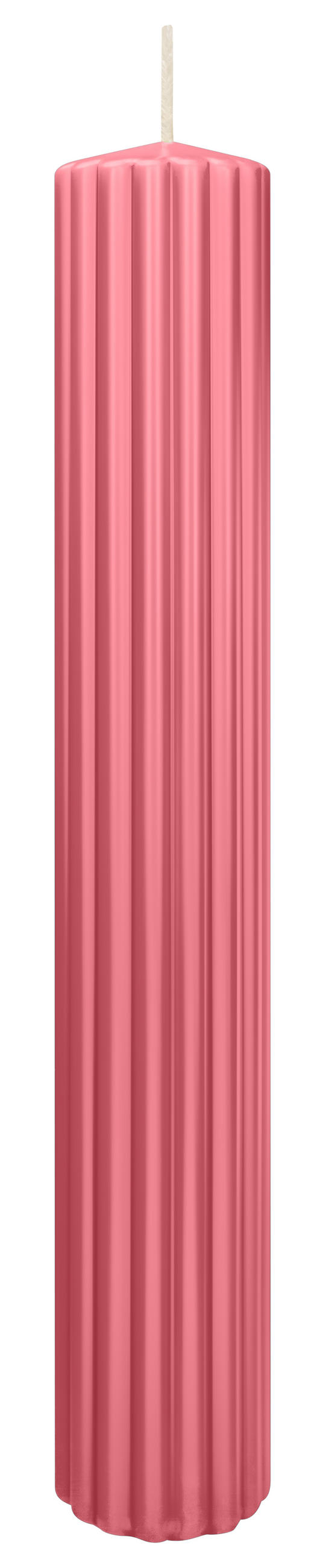 RILLEN KERZEN Erdbeerrosa 300 x Ø 45 mm, 4 Stück - Altrosa, Paraffin (8/15/15cm) - Wiedemann Kerzen