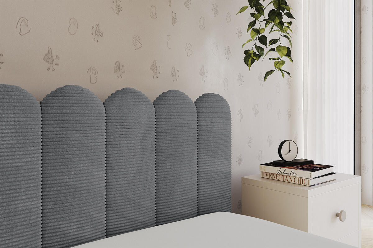EINZELLBETT Jugendbett mit Bettkasten, Links - ARTY 80x200 Dunkelgrau - Graphitfarben, Holzwerkstoff/Textil (80/200cm) - ALTDECOR