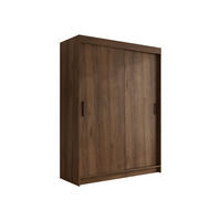 SCHIEBETÜRENSCHRANK Infinity I 150 - Nussbaumfarben/Schwarz, Holzwerkstoff/Kunststoff (150/200/58cm) - MIRJAN24