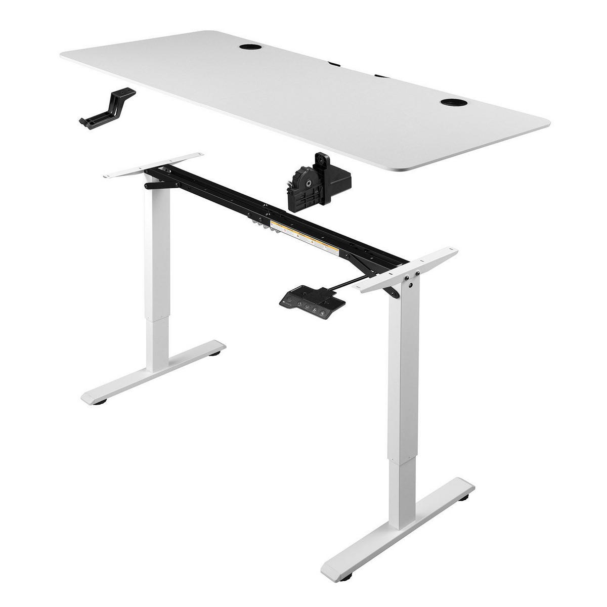 SCHREIBTISCH Office Stand weiß 120x60 cm höhenverstellbar - Weiß, Holz (60/120/117cm) - Juskys