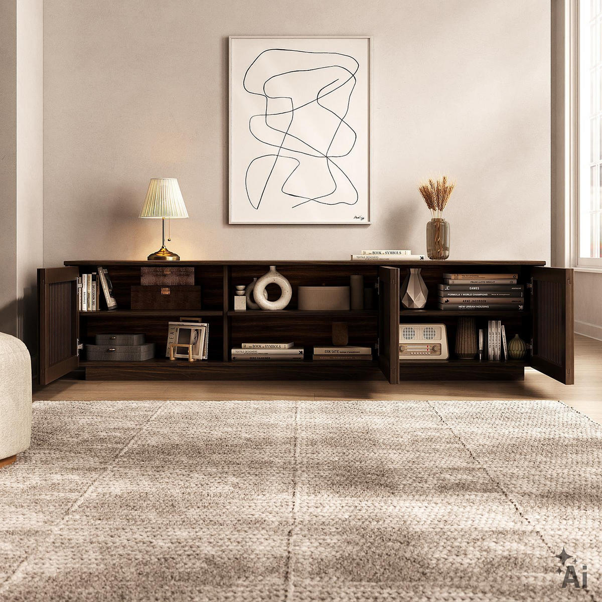 LOWBOARD OLE nussbaum - Nussbaumfarben, Holz (175/37/38cm) - IDIMEX