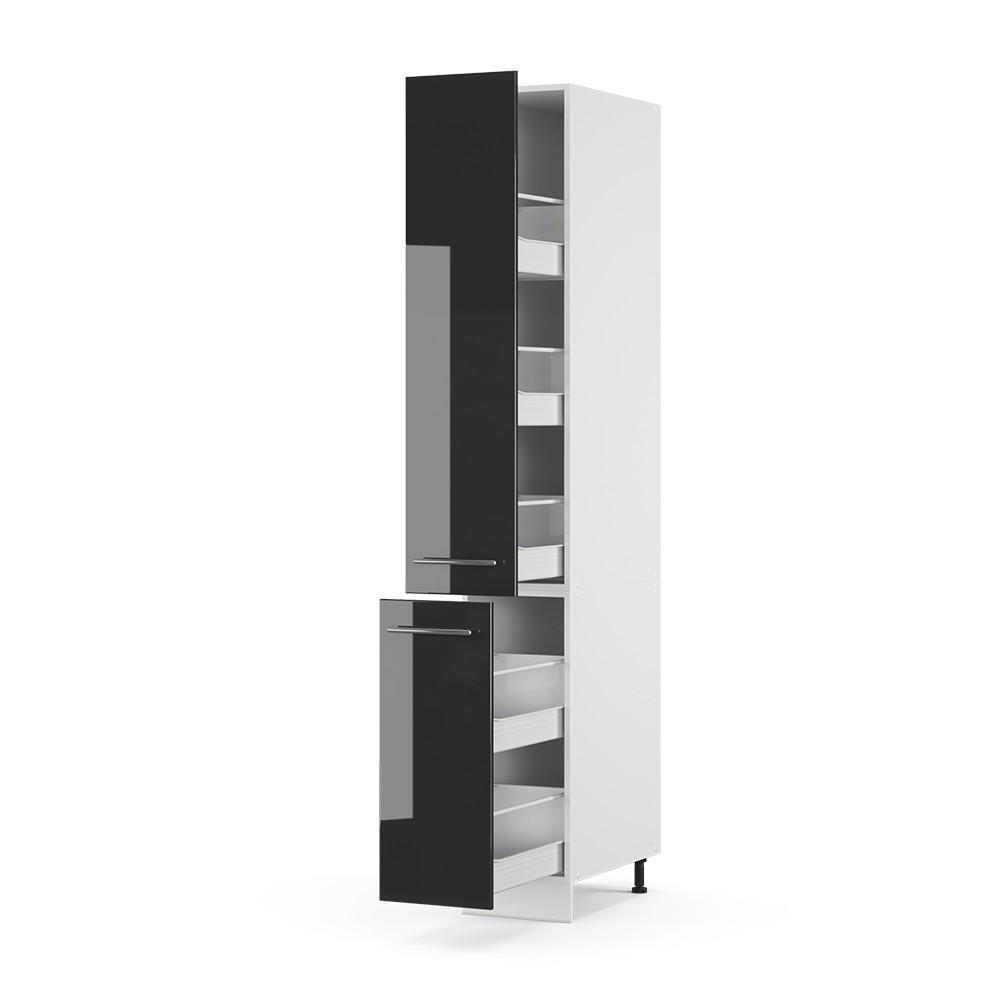 BADSCHRANK Fame-Line Anthrazit Hochglanz 30 x 206.8 cm - Anthrazit/Weiß, Holzwerkstoff (30/206.8/58cm) - Vicco