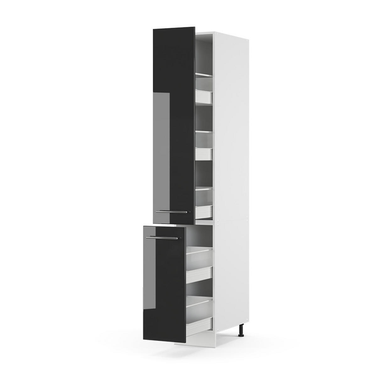 BADSCHRANK Fame-Line Anthrazit Hochglanz 30 x 206.8 cm - Anthrazit/Weiß, Holzwerkstoff (30/206.8/58cm) - Vicco