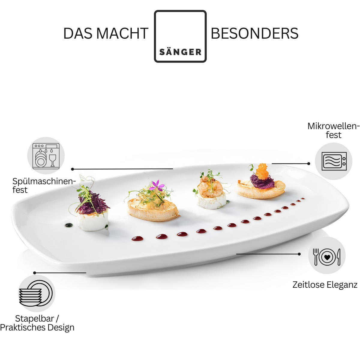 SERVIERPLATTEN SET BILGOLA - 2 teilig aus Porzellan - Weiß, Keramik (23/2.5/34cm) - Sänger