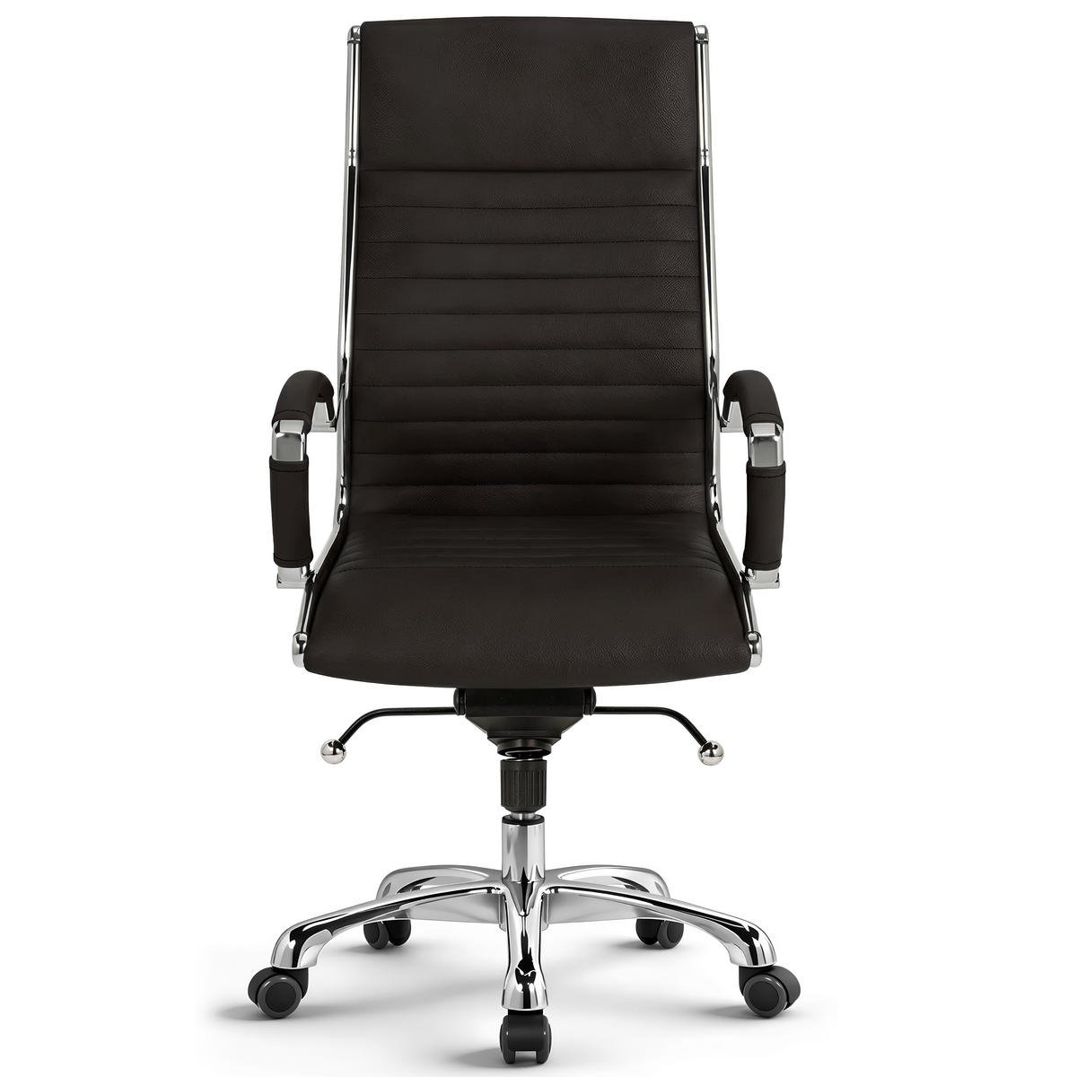 BÜROSTUHL Montreal Echtleder Braun – ergonomisch, 150 kg belastbar, Sitzhöhe 52-64cm - Braun, Leder/Metall (60/121/60cm) - Versee