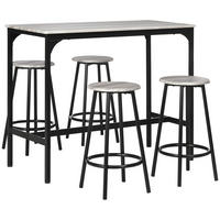 BARTISCH-SET DE-39272 110/50 cm Tisch mit 4 Hockern Grau - Grau, Holzwerkstoff (110/89.5/50cm) - ComfortXL