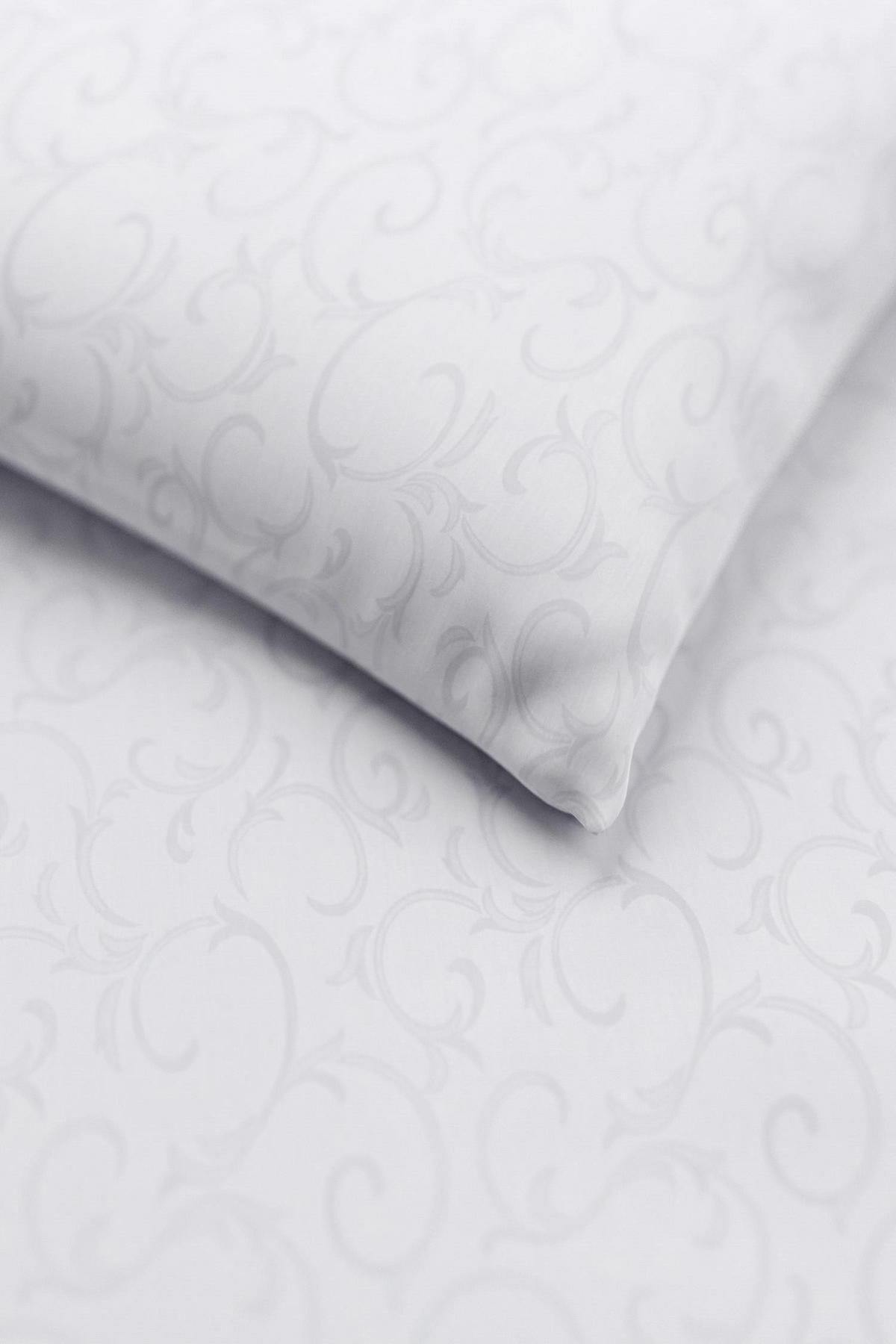 DAMAST-BETTWÄSCHE 155x220 Mako Brokat Bettbezug Ornamente Muster Weiß - Made in Germany - Weiß, Textil (155/220cm) - Carpe Sonno