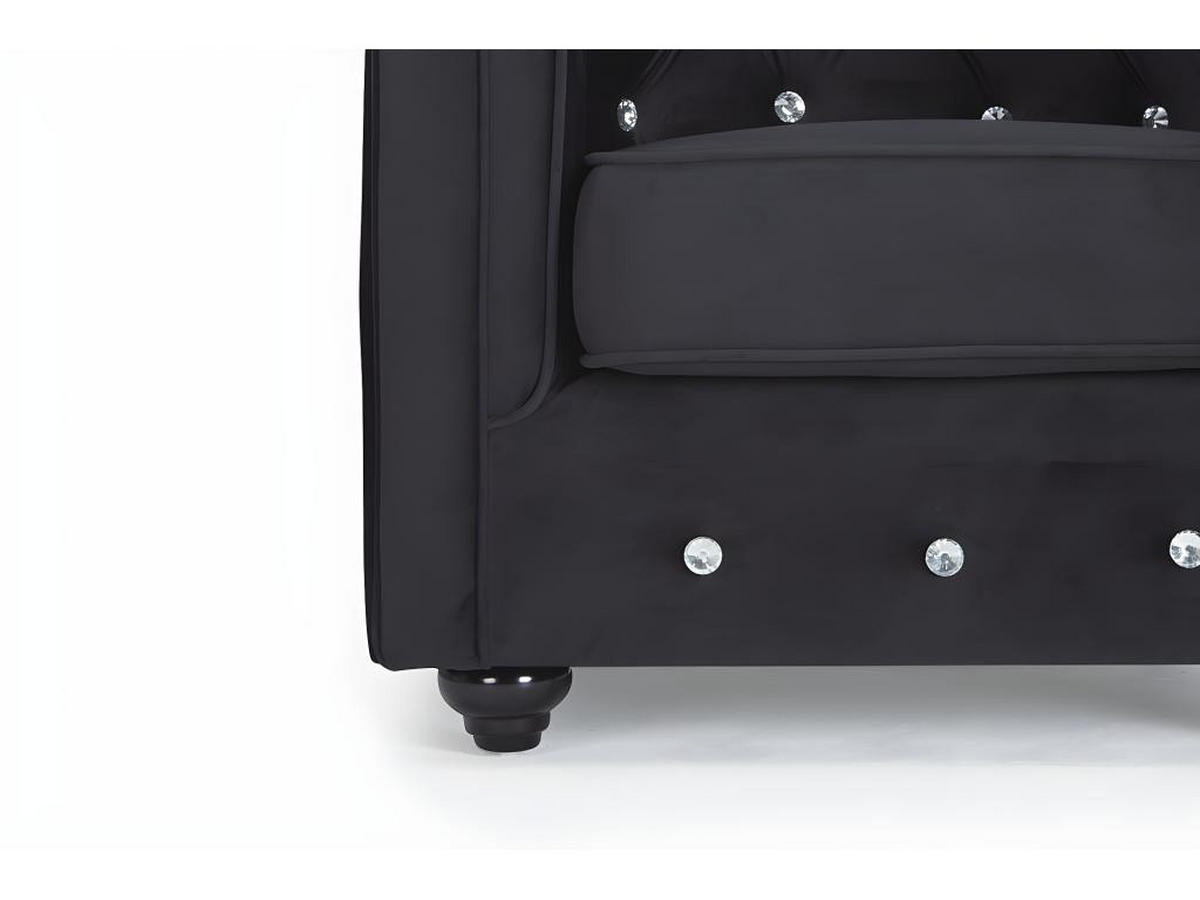 SESSEL - Samt - Schwarz mit Knöpfen in Kristalloptik - CHESTERFIELD - Schwarz, Textil (78/72/85cm) - Vente-Unique