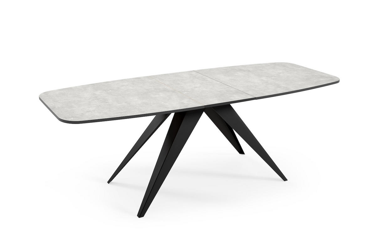 ESSTISCH Ferro Bellato Grau / Schwarz 180/220 / 90 / 76cm - Schwarz/Grau, Holz/Holzwerkstoff (180/90/76cm) - Feldmann-Wohnen