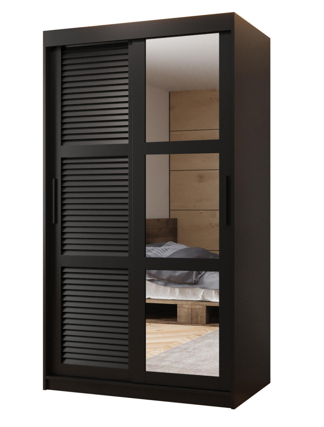 SCHWEBETÜRENSCHRANK 200/100/62 2-türig - Schwarz, Holz/Kunststoff (100/200/62cm) - MÖBEL KRYSPOL