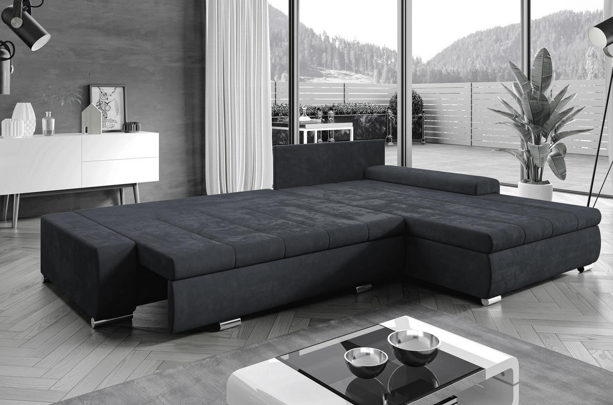 ECKSOFA L Form Tunceli Beige 297/210/85 cm – modernes Sofa fürs Wohnzimmer - Beige/Silberfarben, Textil/Metall (297/210cm) - AX Living