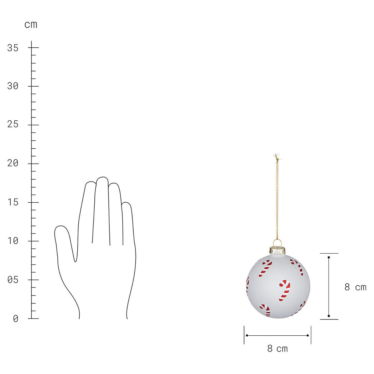 CHRISTBAUMKUGEL Hang On Candy Cane - Grau, Glas (8/1/8cm) - Butlers