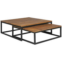 COUCHTISCH Set – 2-teilig Holzplatte Metallgestell Sheeshamfarben Industrial - Schwarz/Weiß, Holz/Metall (75/75/27cm) - KADIMA DESIGN