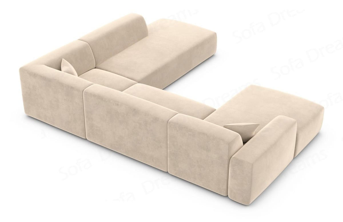 WOHNLANDSCHAFT Genova Beige Samtstoff - Beige, Kunststoff (326/70/263cm)