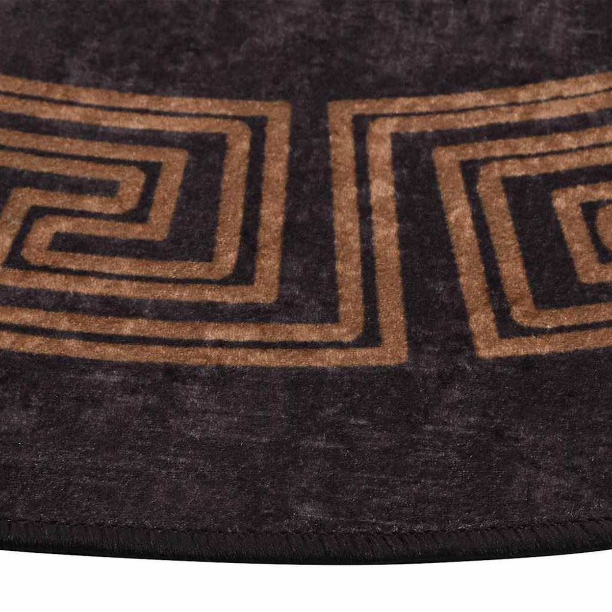 TEPPICH Waschbar Schwarz und Golden φ120 cm Rutschfest - Schwarz, Textil (120/120cm) - furnicato