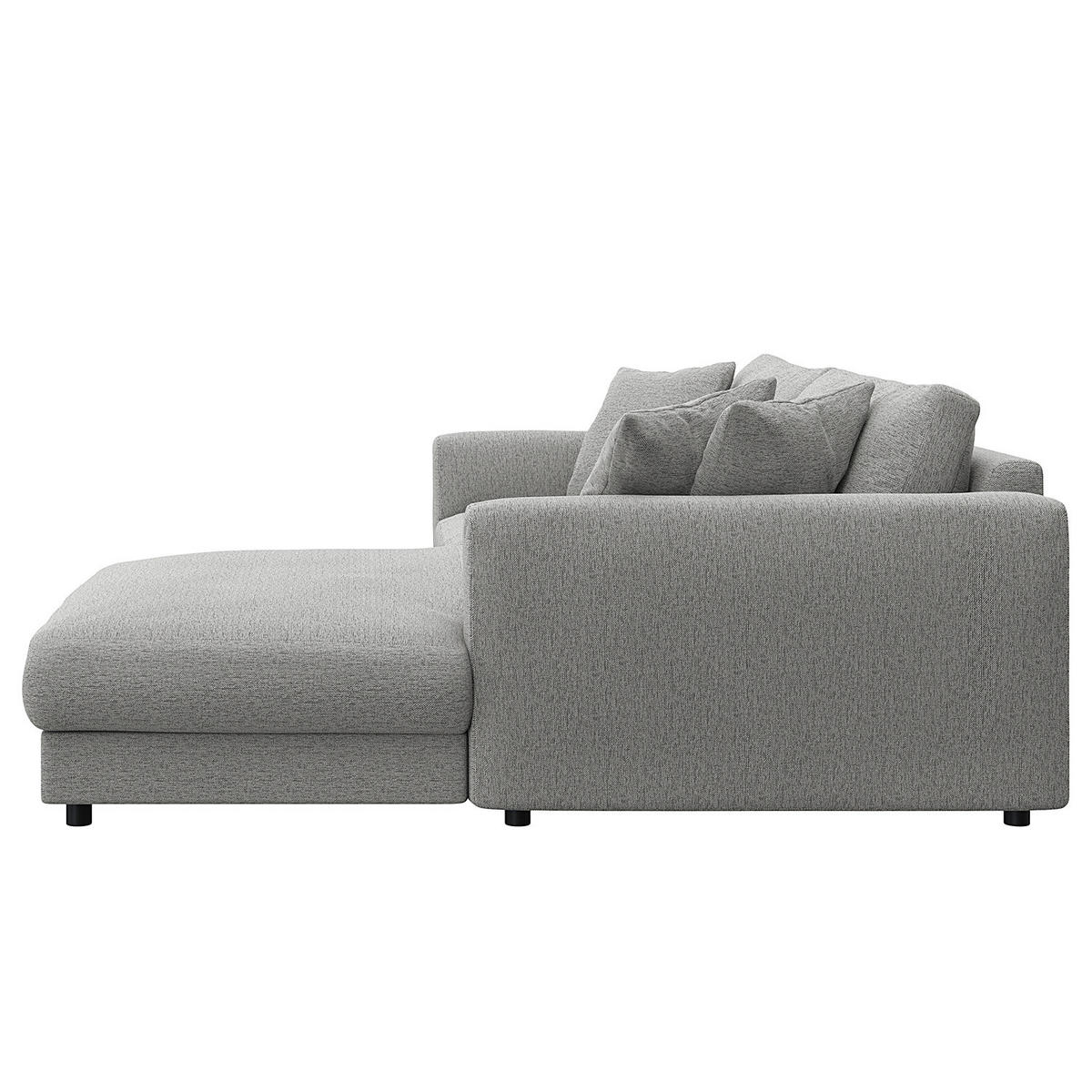 ECKSOFA mit Longchair - Hellgrau/Schwarz, Holz/Kunststoff (238/183cm) - home24