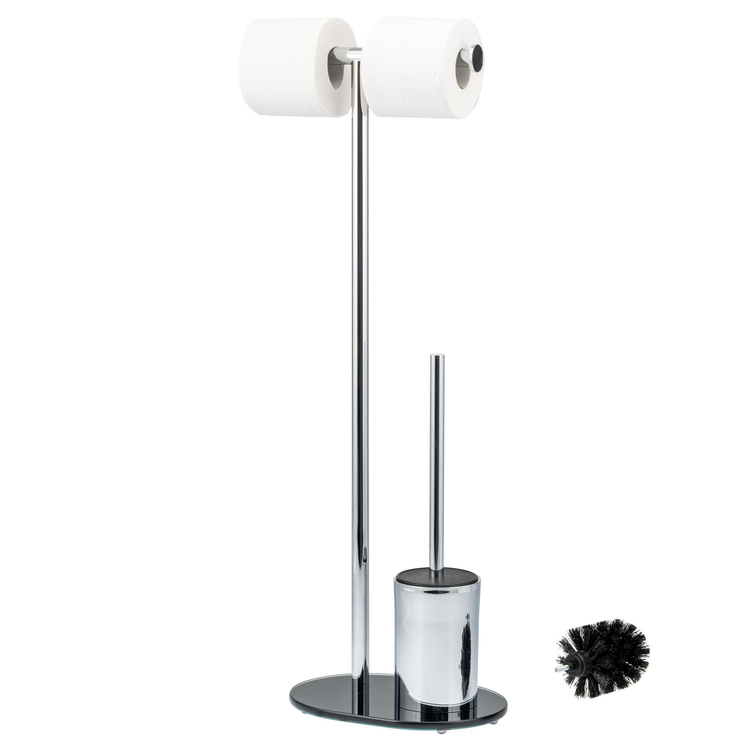 STAND-WC-GARNITUR, schwarz, Edelstahl - Schwarz, Metall (28.5/72.5/12cm) - bremermann