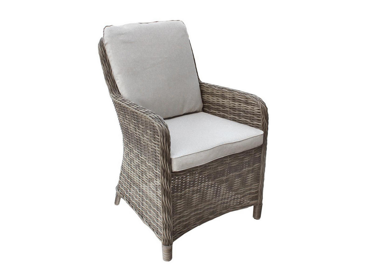 GARTEN-ESSGRUPPE Ria Braun Polyrattan für 4 Personen - Grau, Kunststoff - Green Spirit