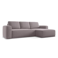 ECKSOFA mit Schlaffunktion Samt Stoff Violett - Lila/Flieder, Kunststoff/Textil (258/160cm) - Makamii