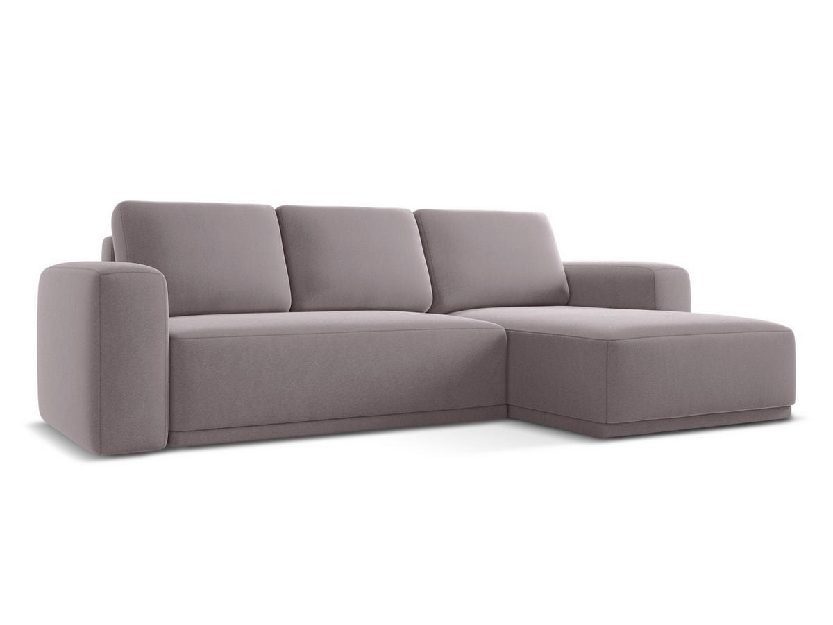 ECKSOFA mit Schlaffunktion Samt Stoff Violett - Lila/Flieder, Kunststoff/Textil (258/160cm) - Makamii