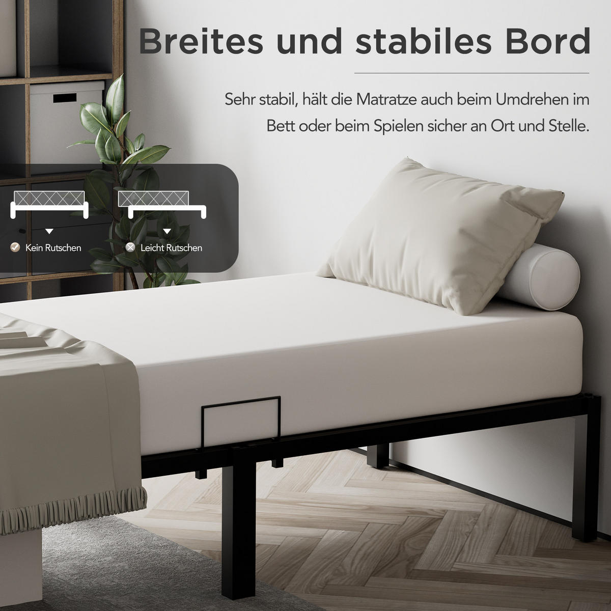 METALLBETT 90x200 cm - Schwarz, Metall (90/200cm) - HOMAVO