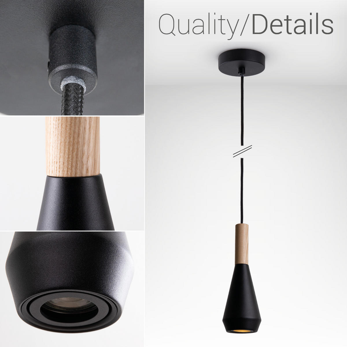 PENDELLEUCHTE Mora M - Schwarz, Metall (9/9/26cm) - Paco Home