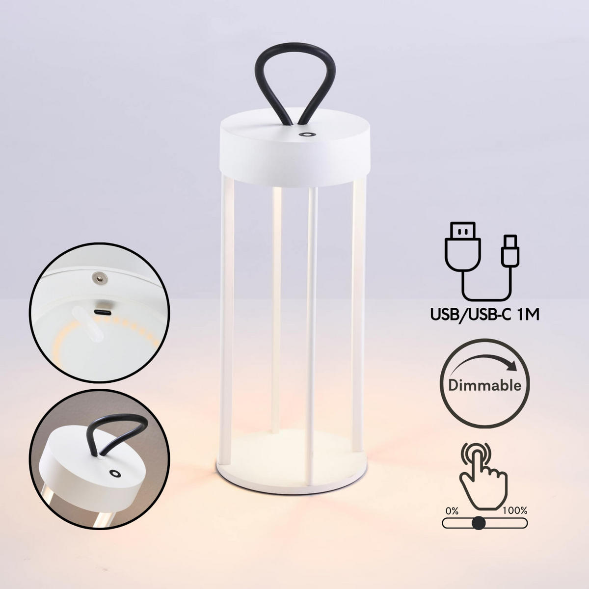 TISCHLEUCHTE Astréa, Weiß, 30cm - Weiß, Metall (30/13/30cm) - KOSILUM