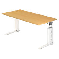 SCHREIBTISCH Serie-U 80/160/74 cm in Buchefarben/Weiß - Buchefarben/Weiß, Holzwerkstoff (80/160/74cm) - bümö