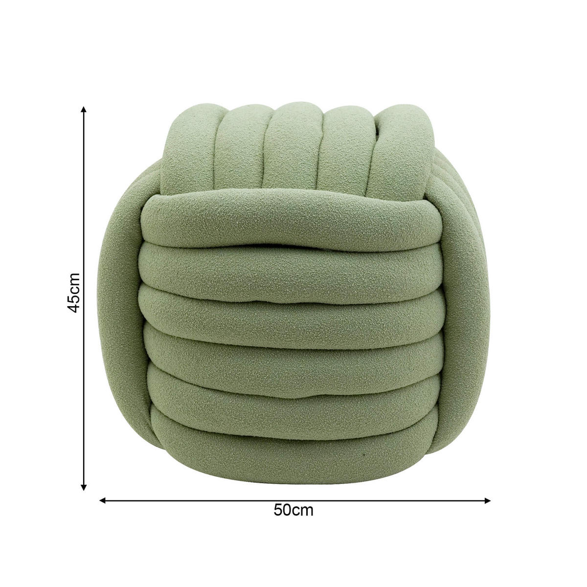 POUF Grün 50/50/45 cm - Olivgrün, Textil (50/45/50cm) - Mobili Rebecca