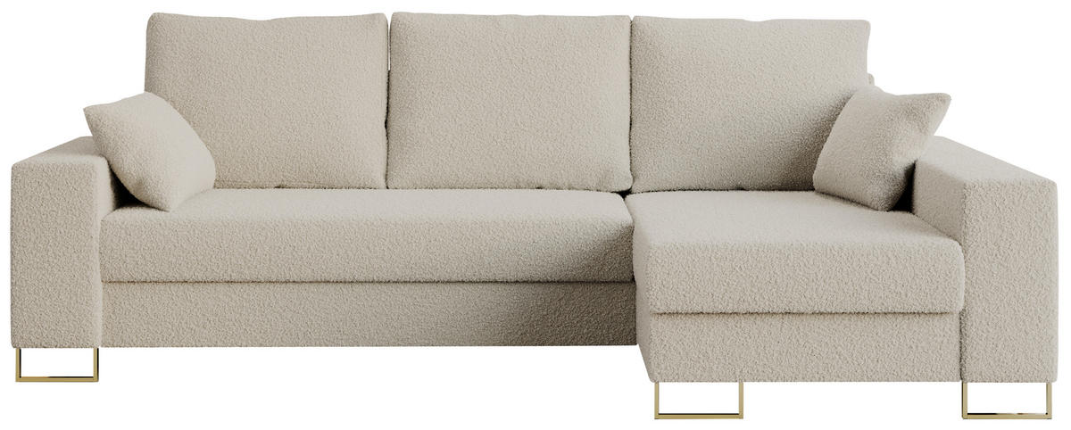 ECKSOFA Dorian Boucle Beige - Beige/Goldfarben, Textil/Metall (242/138cm) - MKS