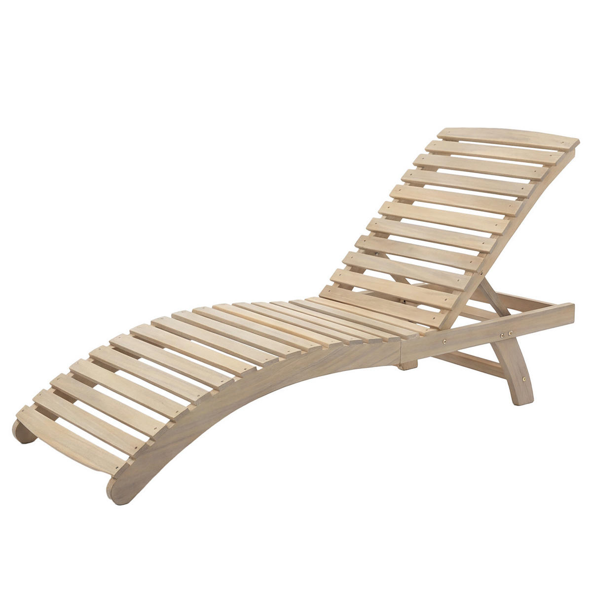 GARTENLIEGE - Akazie massiv / Webstoff - Braun / Salbei - Salbeigrün, Holz/Textil (54/79/175cm) - home24