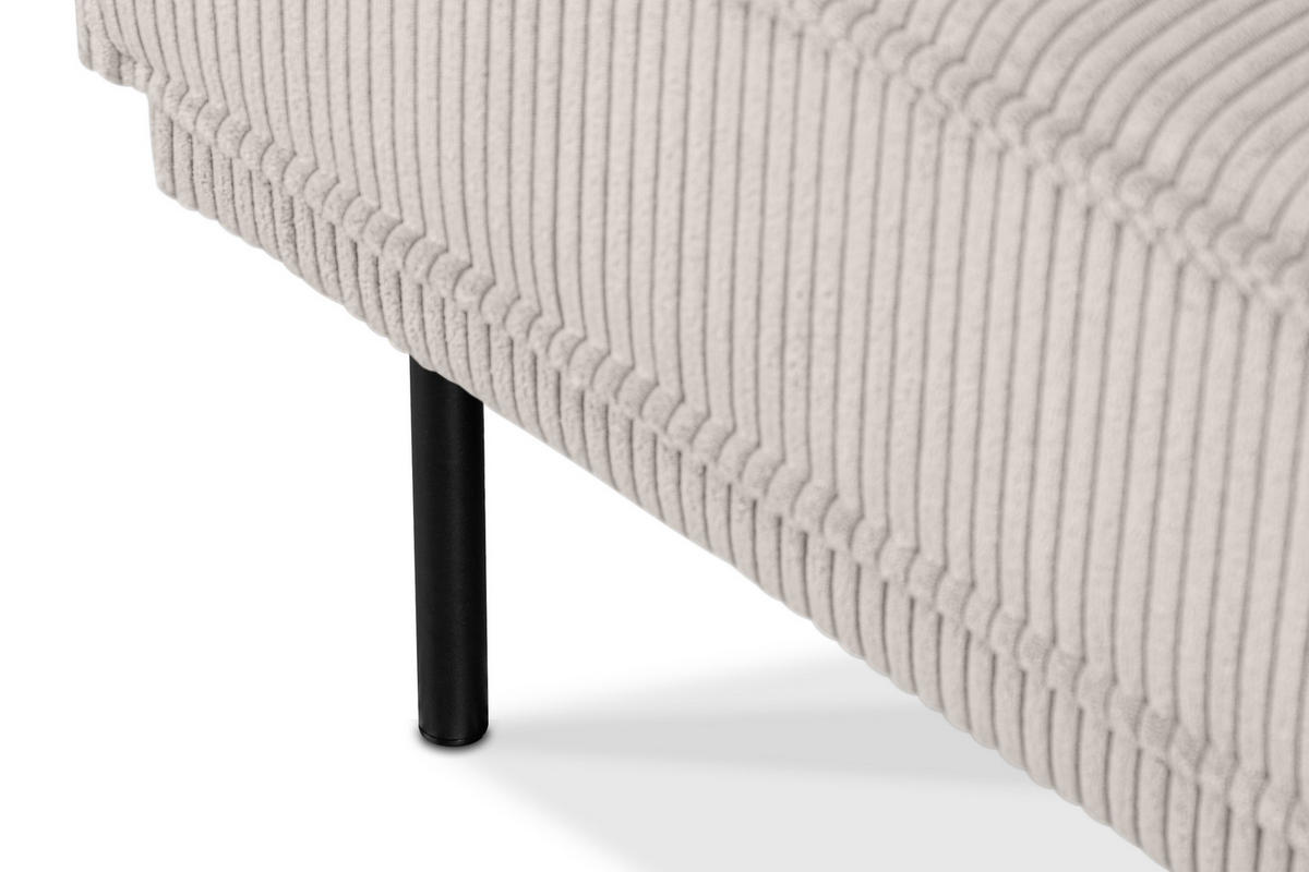 3-SITZER-SOFA GANZO 2 Kissen inklusive, Cord-Stoff, cremefarben - Creme/Schwarz, Textil/Metall (193/84/92cm) - KONSIMO®