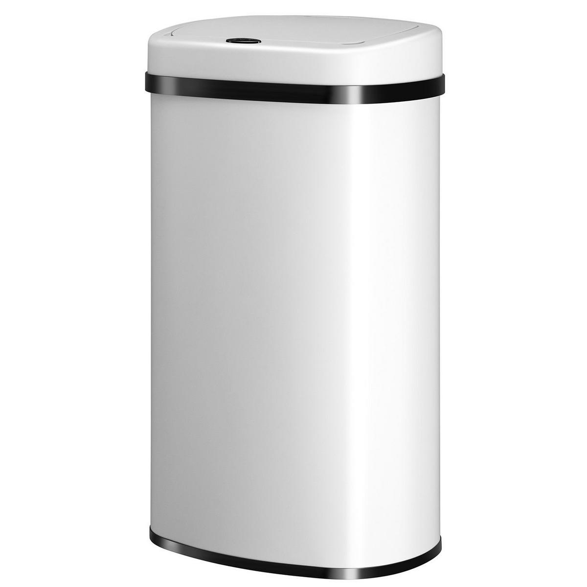 MÜLLEIMER viereckig 60L weiß mit Sensor - Weiß, Metall (40/63/29cm) - Juskys