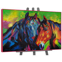 GEMÄLDE Vielfarbige Mähnen Schattenfugenrahmen Pink 120x80 cm - Pink, Holz (120/80cm) - YS-art gallery