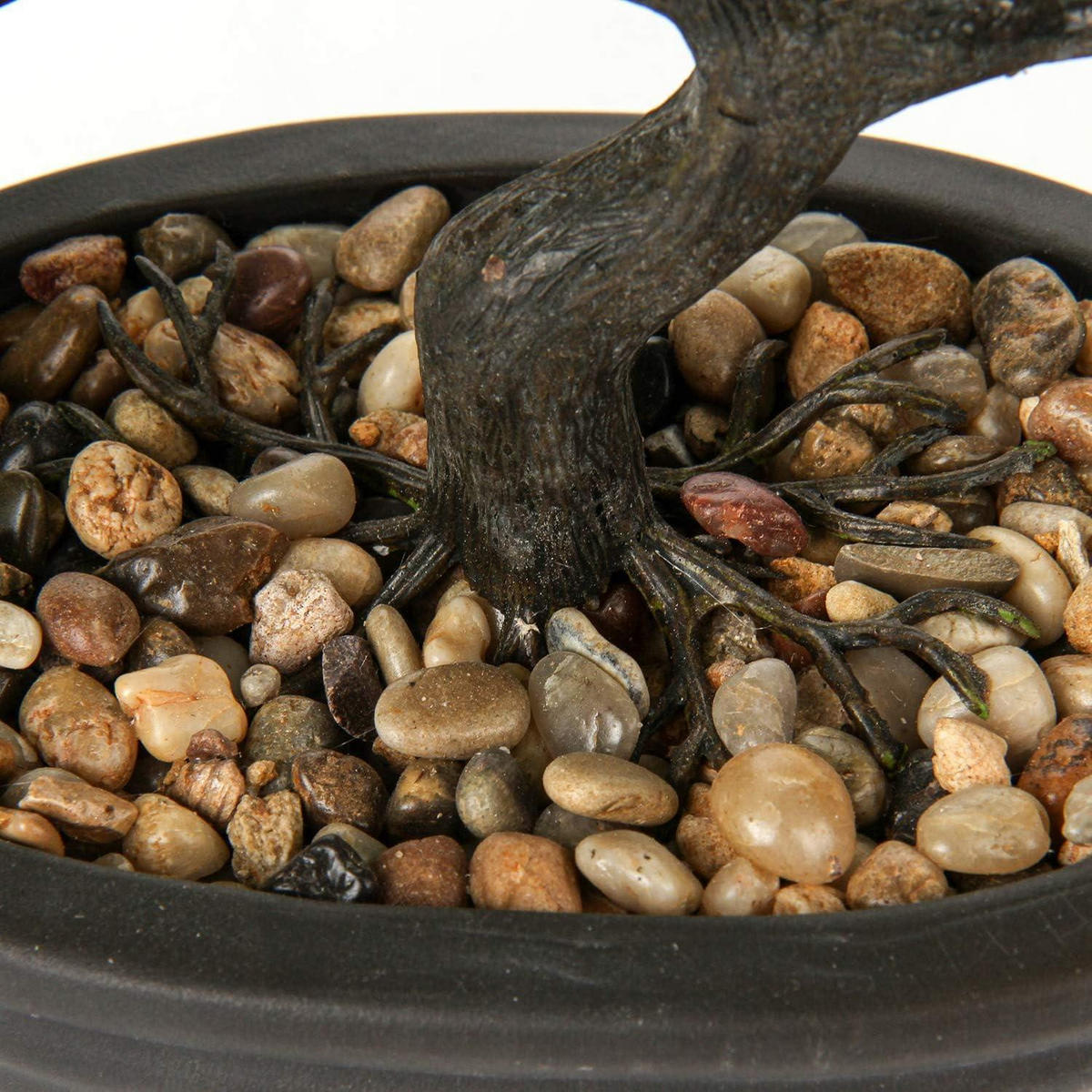 KUNSTBONSAI Podocarpus mit Keramik-Übertopf Schwarz 23 cm - Grün, Kunststoff (30cm)