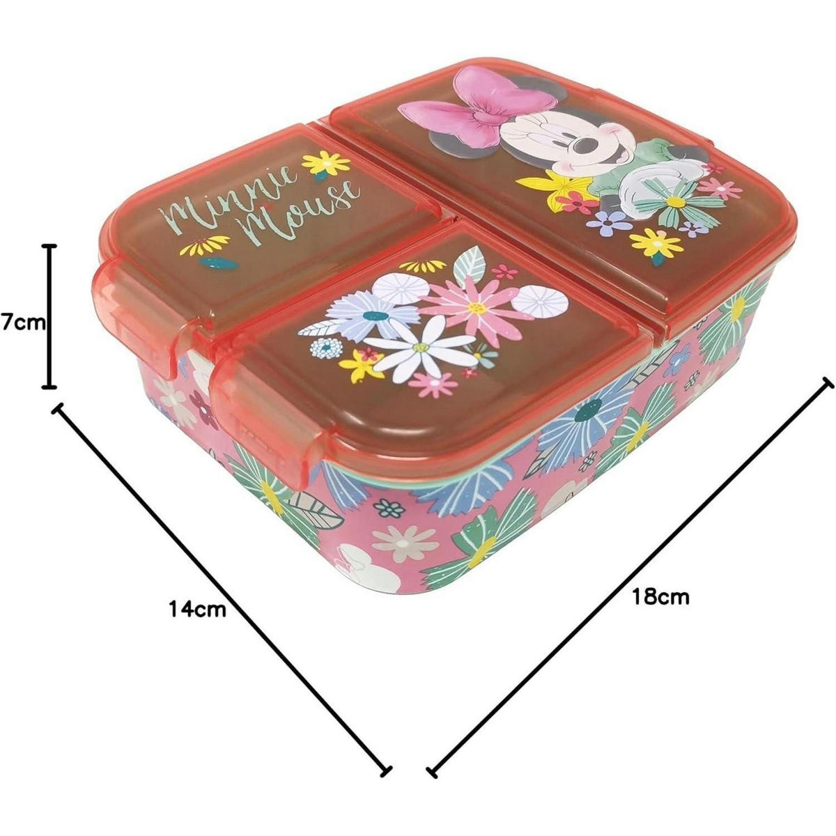 BROTDOSE Kinder mit Fächern Minnie Mouse 18 cm - Multicolor, Kunststoff (12/17/5cm)