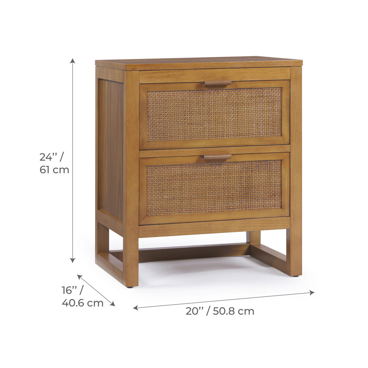 NACHTTISCH, tiefe Rattan Schubladen, 51cm, Braun - Braun, Holz (51/61/41cm) - Teamson Home