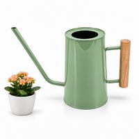 GIESSKANNE Salbei Metall Holzgriff 1 l - Grün, Holz/Metall (11/17.5/27cm) - Relaxdays