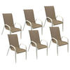 GARTENSTÜHLE Marbella Taupe und weiß 6er-Set - Braun, Kunststoff (56.5/92.5/76cm) - Happy Garden