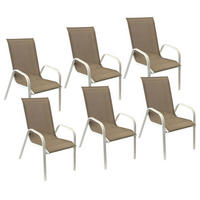 GARTENSTÜHLE Marbella Taupe und weiß 6er-Set - Braun, Kunststoff (56.5/92.5/76cm) - Happy Garden