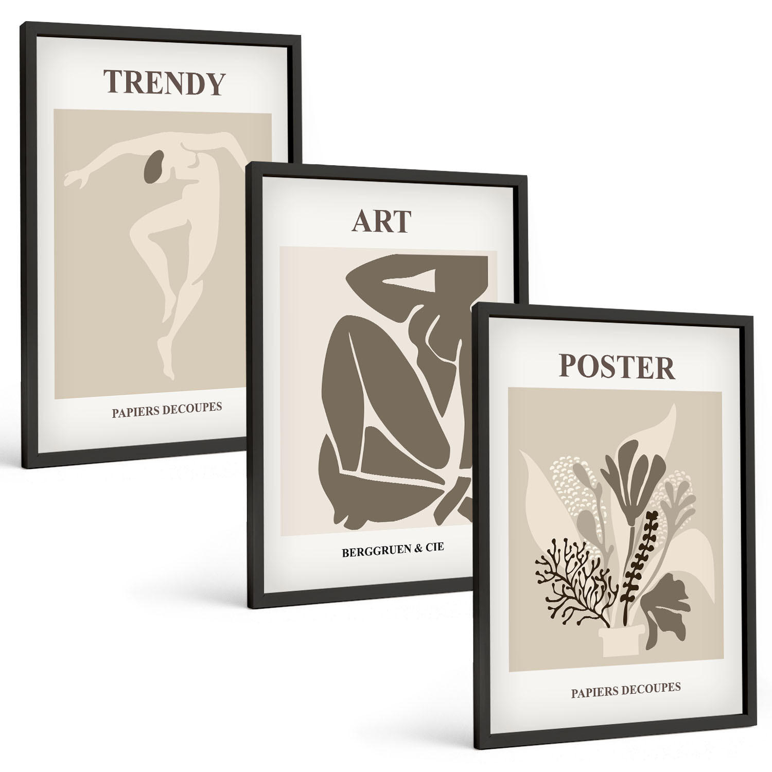 BILDER SET 3er Set - 40x60 cm Schwarzer Rahmen - Matisses Pflanzenfiguren - Schwarz, Kunststoff (40/60cm) - TULUP