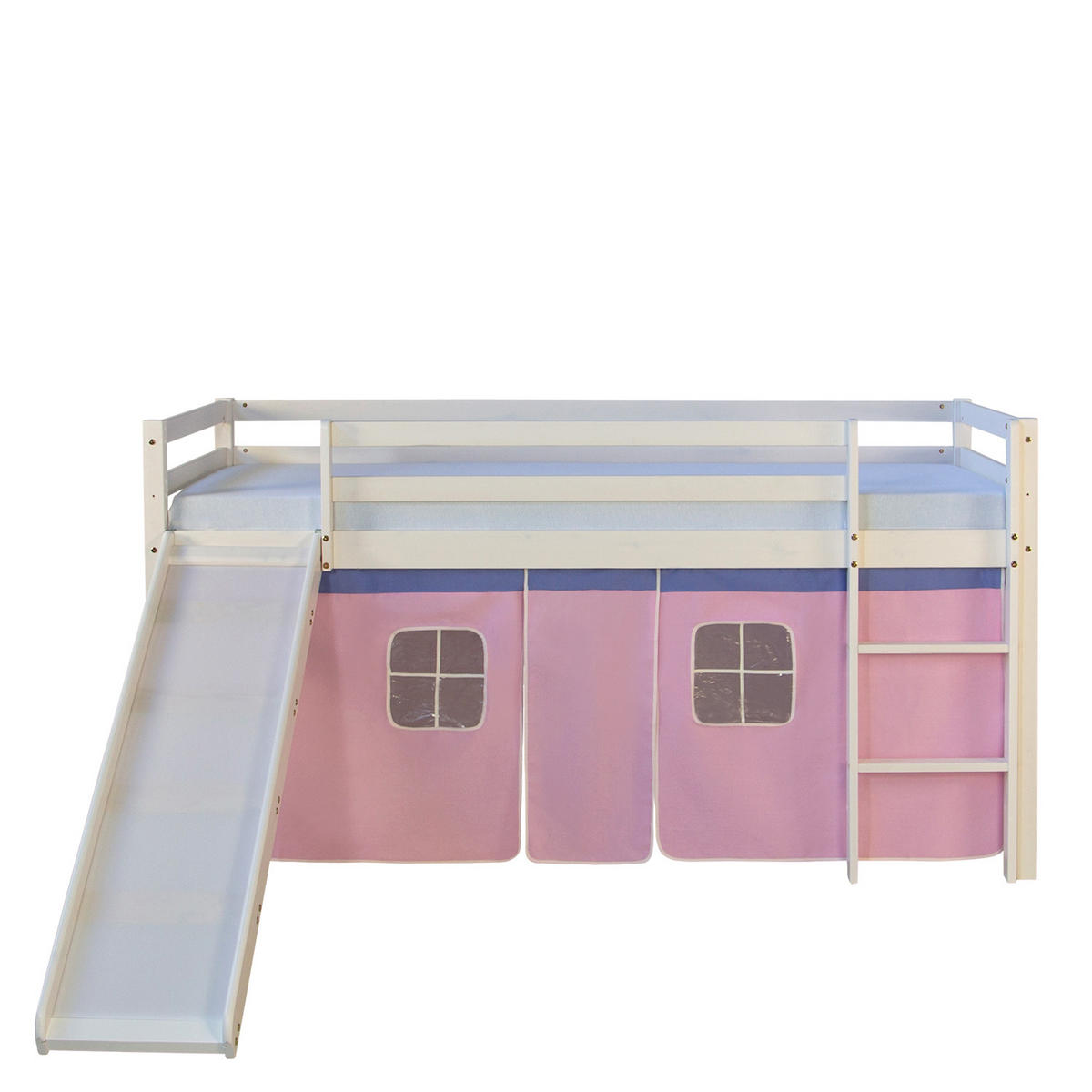 HOCHBETT mit Rutsche 90/200 cm Rosa - Weiß/Rosa, Holz - Homestyle4u