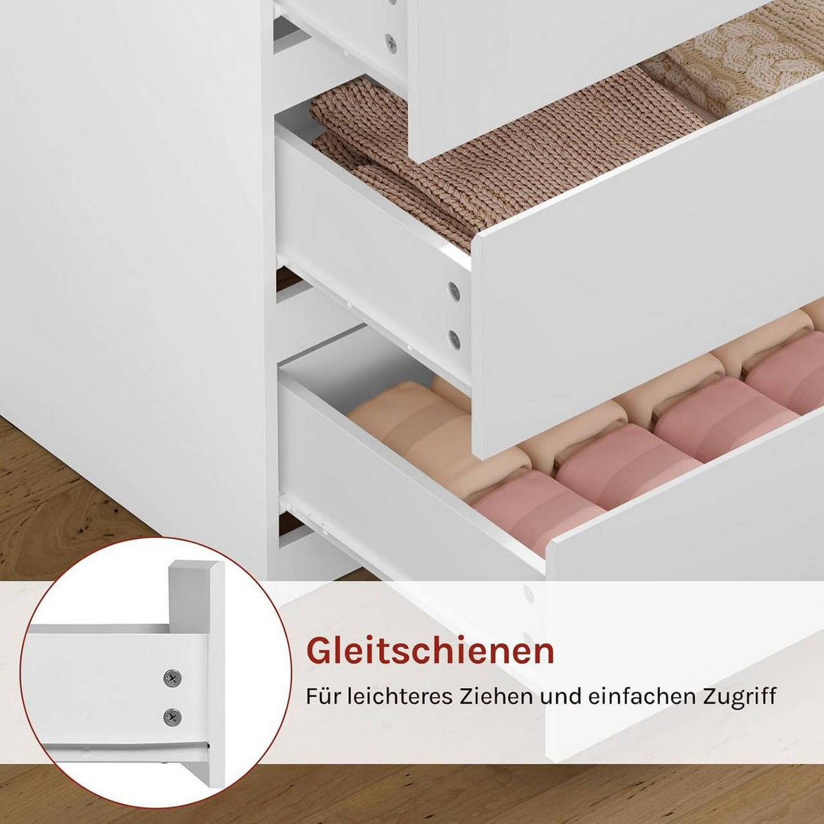 KOMMODE mit 4 Schubladen, 60x90x40 cm, Weiß - Weiß, Holzwerkstoff (60/90/40cm) - Woltu
