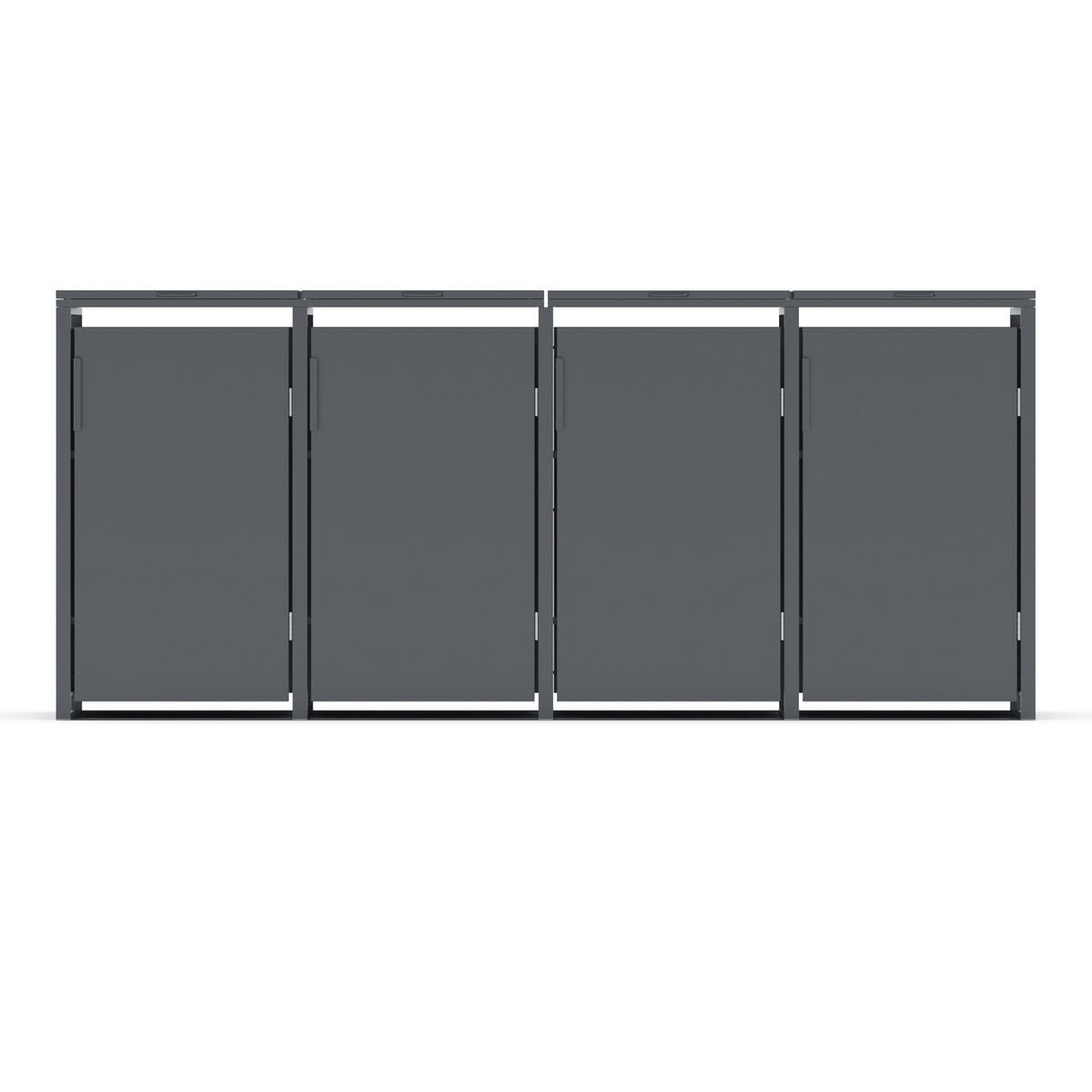 MÜLLTONNENBOX 4er, 265x80x116cm, Stahl, anthrazit - Grau, Kunststoff (80/175/120cm) - Plats Outdoor solution