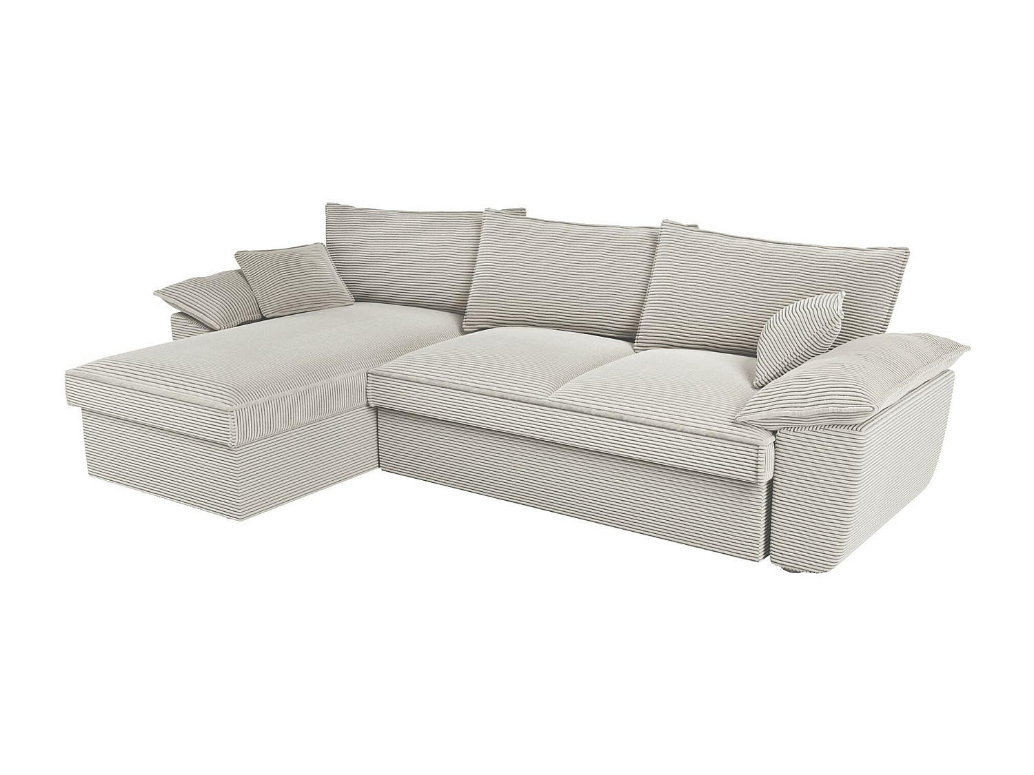 ECKSOFA mit Schlaffunktion + Bettkasten - Ecke links - Cord - Hellgrau- GUILLERMO II - Hellgrau, Textil (257/168cm) - Vente-Unique